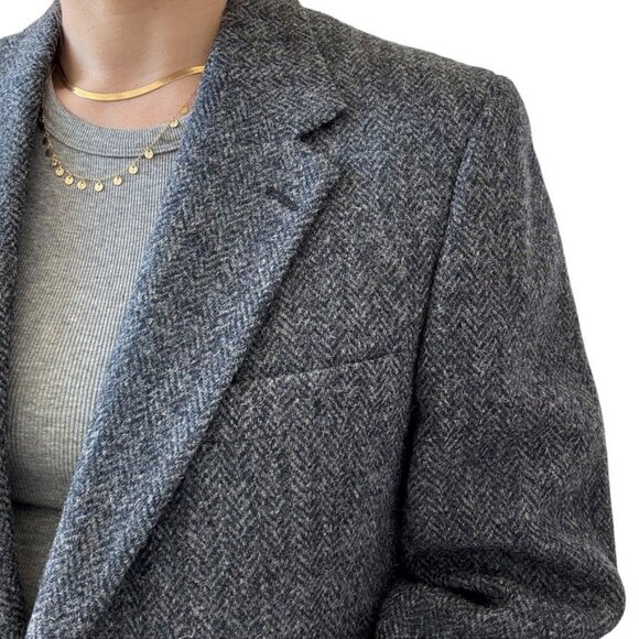 Vintage Harris Tweed Blue Gray Wool Woven in Scotland Sport Coat Blazer 40R - Picture 4 of 9